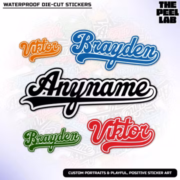 Personalized Baseball Name Numbers Sticker Custom Name Sport Softball Player Team Vinyl Sticker With Name & Number Decal Gifts
