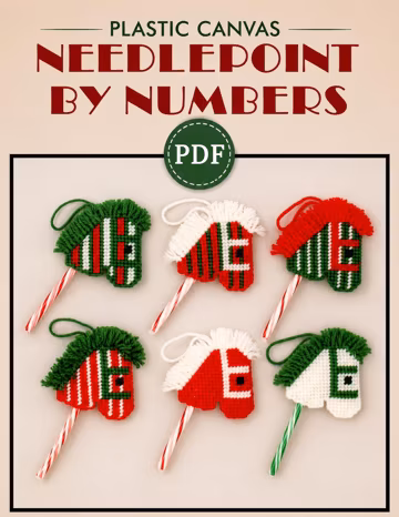Hobby Horse Ornament Plastic Canvas Pattern PDF, Set Christmas Tree Decor