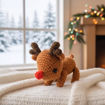 Christmas reindeer Crochet Pattern, Deer Amigurumi, Christmas Crochet Pattern, Deer Crochet, Crochet pattern in English Red Nose Deer Toy