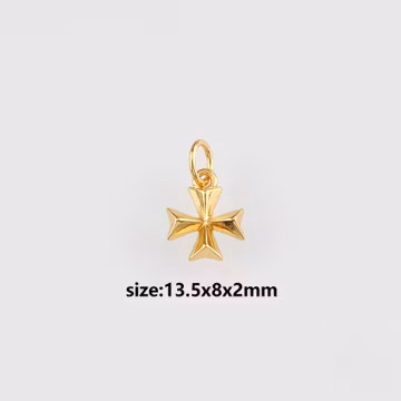 24K Gold Filled Cross Pendant,Religious Charm Earrings Necklace for DIY Jewelry Making Supply