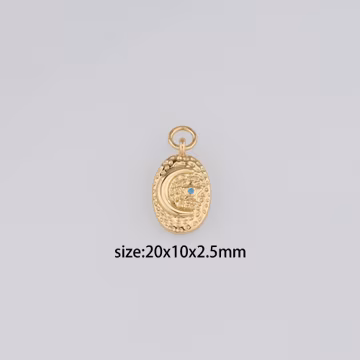 18K Gold Filled Moon Pendant,Celestial Charm Earrings Necklace for DIY Jewelry Making Supply