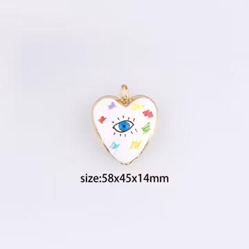 18K Gold Filled Evil Eye Pendant,Enamel Heart Evil Eye Charm Earrings Necklace for DIY Jewelry Making Supply
