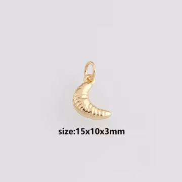 18K Gold Filled Bread Pendant,Croissant Charm Earrings Necklace for DIY Jewelry Making Supply