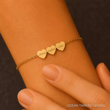 Personalized Grandma Heart Name Bracelet, Custom Grandchildren Names Bracelet, Gift for Grandma, Nana Bracelet, Mother's Day Gift