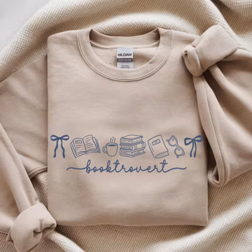 Booktrovert Sweatshirt, Cozy Reader Doodle Crewneck, Cute Introvert Book Lover Sweater, Coquette Reading Aesthetic Pullover, Bookworm Gift