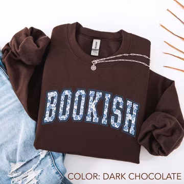 Bookish Sweatshirt, Chinoiserie Blue Reading Crewneck, Book Lover Gift, Teacher Bookish Shirt, Teacher Reading Sweatshirt, Cozy Reader Gift