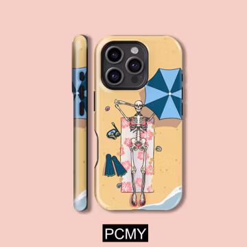 Summer Beach Vacation Skeleton Phone Case ,iPhone 16 15 14 13 12 11X Xs 8 Max Pro Plus Magsafe Samsung Galaxy S25 S24 S23 S22 S21 Ultra Gift