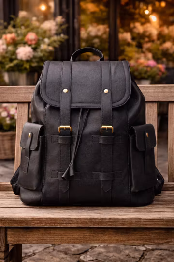 Black Leather Backpack, Handmade Rucksack, Vintage Style Laptop Bag, Travel Carry-on