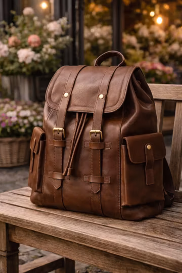 Handmade Brown Leather Backpack, Vintage Rucksack, Laptop Travel Bag