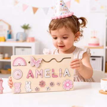 Custom Baby Name Puzzle, Personalized Kids Board, Montessori Wooden Toy, Toddler Toy for Baby, 1st Baby Girl Birthday Gift, 2 Years Old Gift