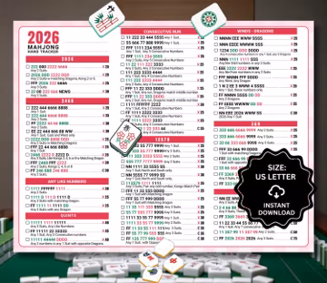 2026 Mahjong Hand Tracker, American Mahjong Scorecard, Printable Mah Jongg PDF Digital Download