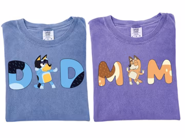 Comfort Colors® , Blue Family Shirt, blue dog Birthday Shirt, Blue dog lover shirt, Mom and Dad Sweatshirt, Trend Cartoon Parents Shirt 532