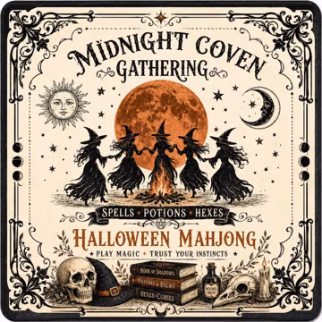Witchy Halloween Mahjong Mat Midnight Coven Game Board Spooky Table Decor Mystical Witchcraft Accessory