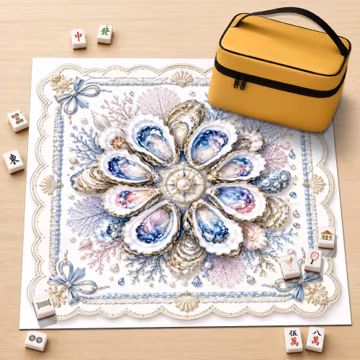 Coastal Oyster Mahjong Mat, Watercolor Seashell Game Mat, Beach House Table Mat, Ocean Inspired Mahjong Gift, Nautical Decor