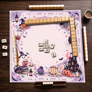 Cute Halloween Mahjong Mat Spooky Kawaii Game Night Accessory Unique Table Pad Festive Decor Gift For Mahjong Lovers