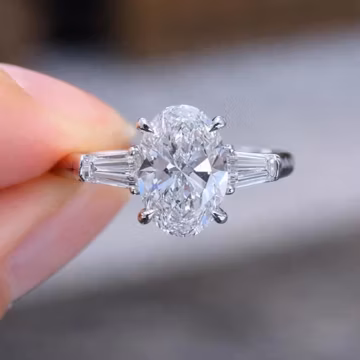 3ct Oval Diamond Engagement Ring, Three Stone Cathedral Setting Diamond Ring, 3ct Oval Lab Grown Diamond Ring, Oval Diamond Ring For Her