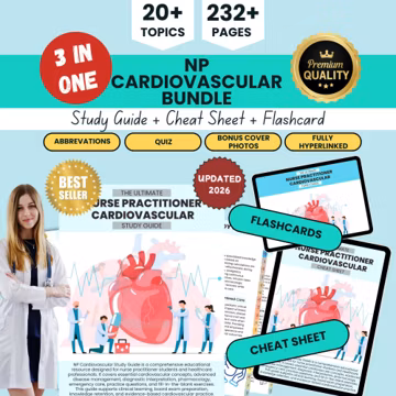 NP Cardiovascular Bundle Cheat Sheet, Flashcards, Quiz (Digital Download)