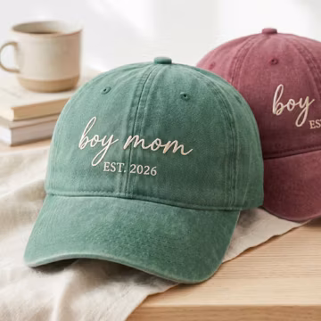 Embroidered Boy Mom Baseball Cap, Minimalist Cotton Mama Hat, Personalized EST Year
