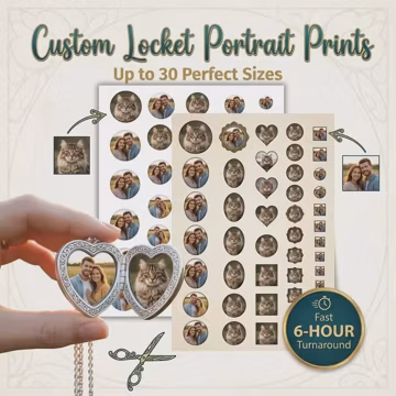 Custom Oval Locket Photo Prints, Printable Locket Inserts (Digital Download), Printable Locket Photos, Heart Locket, Digital Locket Image