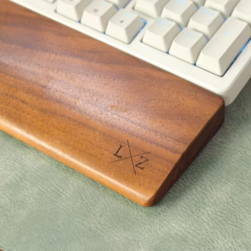 Black Walnut Wood Wrist Rest: Wooden Keyboard Palm Rest, Custom Logo/Length