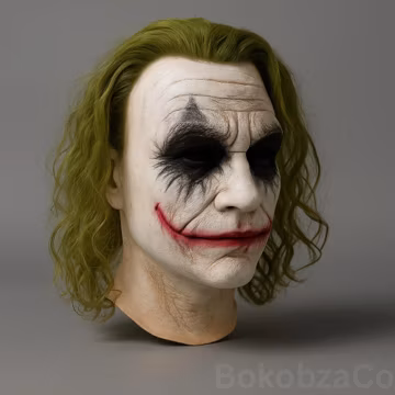 2024 Clown Latex Mask with Green Hair, Scary Villain Cosplay Mask for Halloween Party, Unisex Adult One Size Costume Accessory