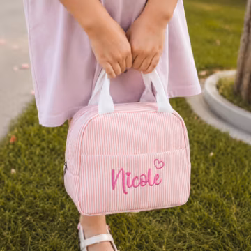 Custom Embroidered Lunch Tote | First Day of School Gift | School Snack Bag | Kids Name Tote