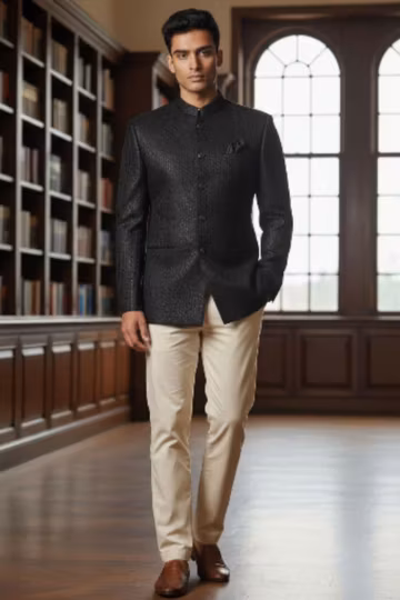 Mn's Black Color Jodhpuri Waistcoat - Custom Made Bandhgala Nehru Jacket