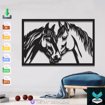 Horses Metal Wall Art: Laser Cut SVG CNC Template (Digital Download)