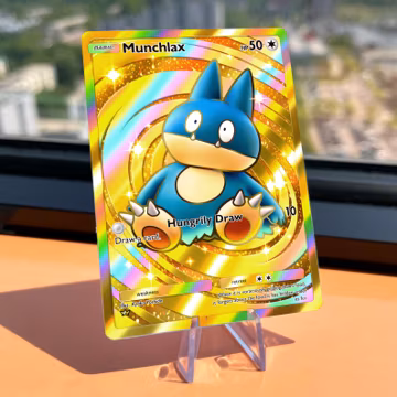 Gold Munchlax Card, Full Art, Everyday Wonders, Proxy Card, Custom Fanmade Pokémon, Optional Holo, Everyday Wonders, TCG Pocket Collectible