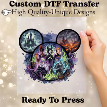 Halloween Ursula Dtf, Crucella Dtf, , Maleficent Watercolor DTF Transfer, Villains DTF, Evil Queen dtf, Disney Villains dtf, Captain Hook