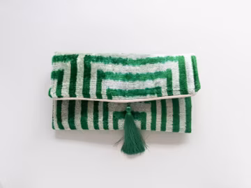 Silk Velvet Ikat Clutch Bag: Bohemian Evening Purse
