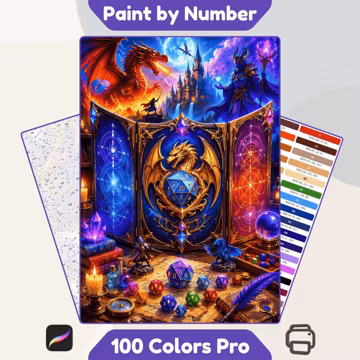 Fantasy Dragon Paint by Number Printable, Color by Number Tabletop RPG, Dragon Fantasy Art Printable Digital Download