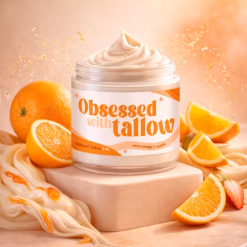 Sweet Orange Vanilla Whipped Tallow,Natural Non-Toxic Skin Moisturizer,Creamsicle Grass Fed Beef Tallow Face & Body Balm,Beauty Gift for her
