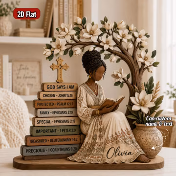 Custom Christian Wooden Book Nook Decor, Personalized Faith Shelf Display, Bible Study Gift for Women, Scripture Wooden Art with Name