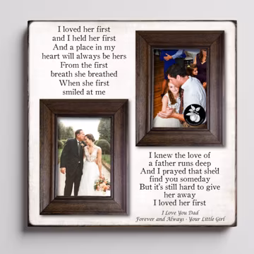 Father of the Bride Gift, Personalized Picture Frame for Dad, Thank You Wedding Gift from Daughter, Custom Wedding Keepsake, Then and Now