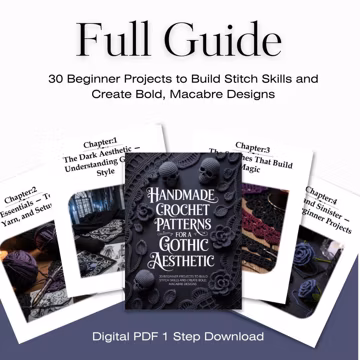 Gothic Crochet Patterns PDF | 30 Beginner Projects, Dark Style Guide (Digital Download)