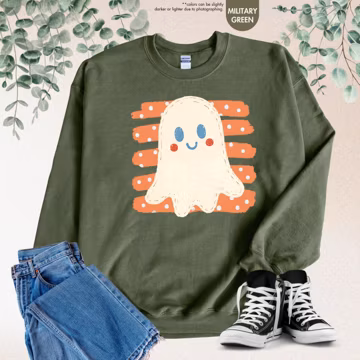 Preppy Ghost Sweatshirt, Fall Ghost Hoodie, Cute Fall Sweater, Ghost Lover Gift, Halloween Mama Sweatshirt, Spooky Season Sweater