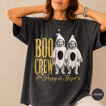 Custom Photo Boo Crew Halloween Shirt, Personalized Family Halloween Tee, Custom Halloween Family Shirt, Spooky Season Shirt, Halloween Gift