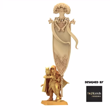 Sylvan Elves - Elf Battle Standard Bearer - Feral - Highlands Miniatures