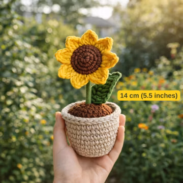 Crochet Sunflower Bouquet Pattern – Easy PDF Tutorial (Digital Download) – 14cm