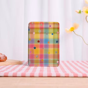 Colorful Plaid Stars Kindle Case Auto Wake/Sleep Case for Kindle 12th,with Back Clear,Best Gift for Book Lover,Paperwhite 11/12th,Gift