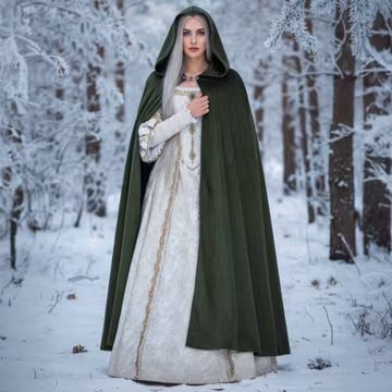 Fantasy Hooded Cloak Medieval Renaissance Cape Long Gothic Witch Vampire Costume Cloak Halloween Festival Cosplay for Adults Men and Women
