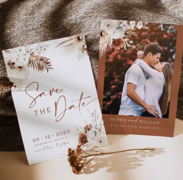 Boho Terracotta Save the Date Template: Floral Photo Card (Digital Download) #ellery