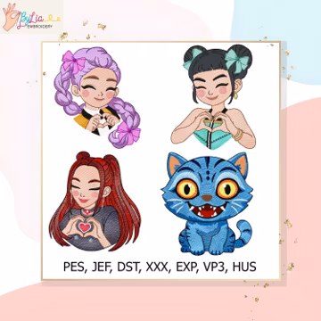 KPop Demon Hunters Embroidery Design Bundle | Cute Kawaii Characters