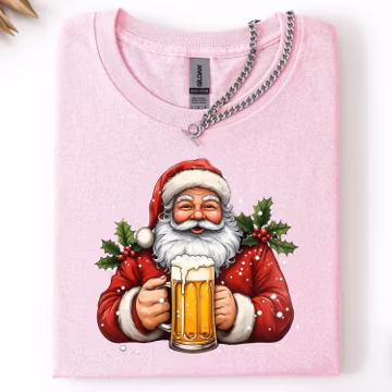 Beer Santa T-Shirt, Christmas Holiday Tee, Funny Drinking Santa, Hawaiian Shirt, Christmas in July, Santa Gift, Holiday Gift T-shirt