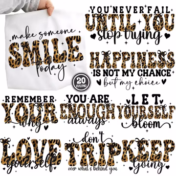 Leopard Print Motivational SVG Bundle, Inspirational Quote PNG, Affirmations Quotes Svg, Positive Affirmation Shirt Designs for Women