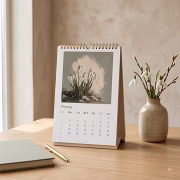 2027 Printable Spiral Desk Calendar |Watercolor Birth Flower Calendar |Botanical Desktop Calendar |Monthly Floral Planner | Instant Download