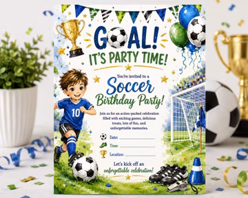 Personalized Soccer Birthday Invitation | Football Party Invite | Custom Birthday Invitation | Printable Invitation | Digital Download