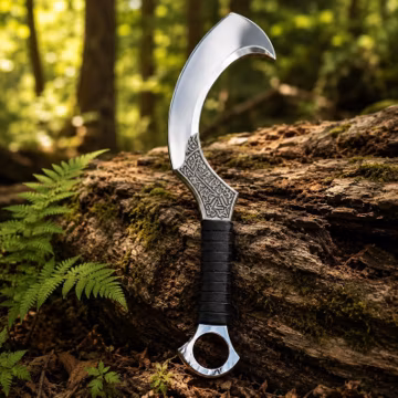 Hand Forged Carbon Steel Khopesh Decor | 13 Inch Engraved Collectible, Leather Wrapped Handle