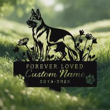 Personalized German Shepherd Grave Marker with Name, Forever Loved Custom Pet Memorial Gift, Dog Memorial Sign, Pet Loss Gift